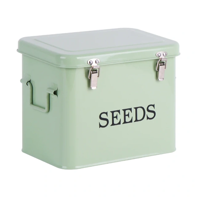 花园种植储存种子盒工具分类带锁种子储存容器镀锌铁绿化种子铁盒