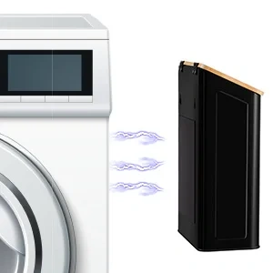 壁挂式棉绒盒支架，带盖，适用于烘干机，黑色，带竹盖，金属磁性棉绒桶，适用于洗衣房