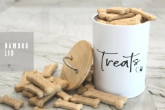 Pet Treat Container Dog Treat Canister White Dog and Cat Treat Container with Easy to Open Bamboo Lid