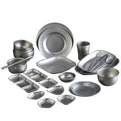 Service Plate Dinnerware Tray Plate & Bowl Set Silver Vintage Party Round Fish Dish for Food Stainless Steel for Events Metal