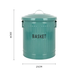 新款储物容器镀锌金属材质储物桶两件套洗衣篮带盖