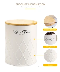 Coffee Tea Sugar Flour Metal Tin Jars Nesting Food Storage Container Set Set of 3 Kitchen Canisters with Airtight Bamboo Lids