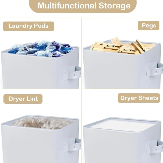 Storage Laundry Trash Can with Lid Lint Holder Bin Farmouse Decor Dryer Lint Container Lint Bin for Laundry Room