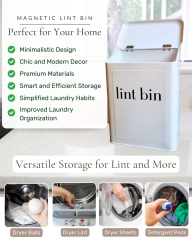 现代洗衣房绒毛垃圾桶 绒毛桶 磁性绒毛桶 适用于洗衣房 带刷子和挂钩