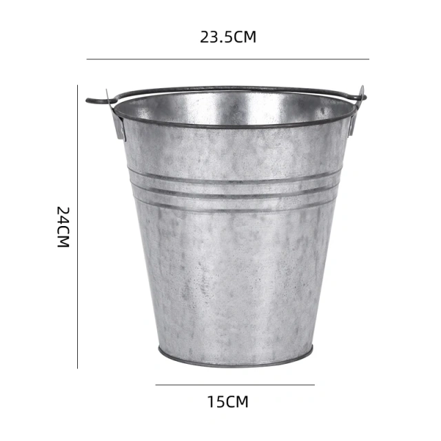 Hot Sale Custom Made Farmhouse Large Pegs Bucket Galvanized Metal Storage Bucket Household Ice Bucket