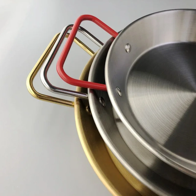 Service Plate Dinnerware Tray Plate Double-handled Flat Frying Pan Stainless Steel Spanish Seafood Plate