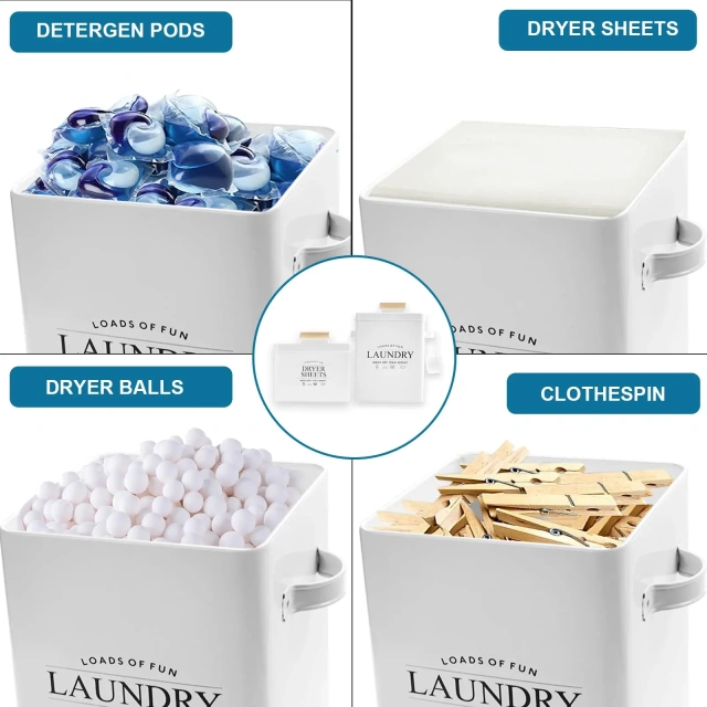 洗衣凝珠容器和烘干机纸架套装洗衣粉洗涤剂分配器带勺烘干机纸分配器