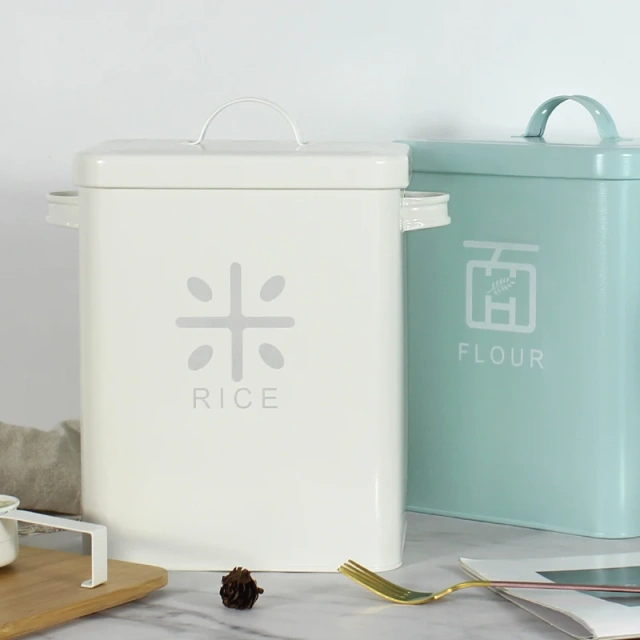 10L Metal Rice and Grain Storage Container With Metal Lid Handle and Spoon Rice Storage Box