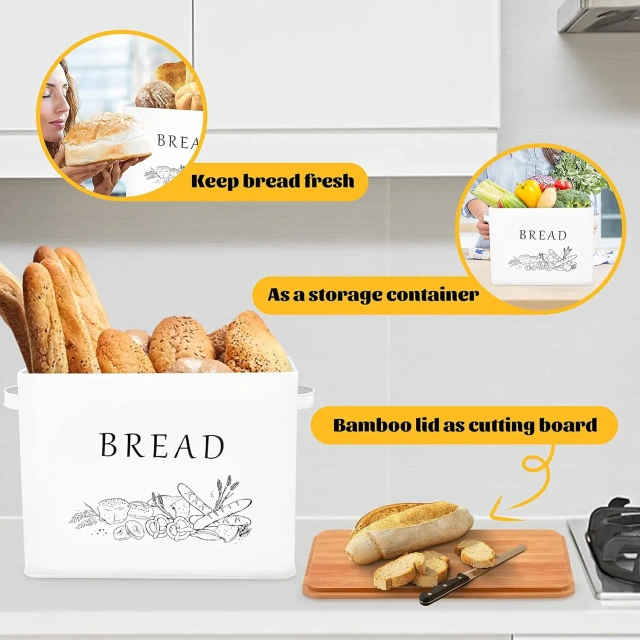 Healthy Metal Bread Container Storage Holder Bread Box for Family Farmhouse Kitchen Countertop