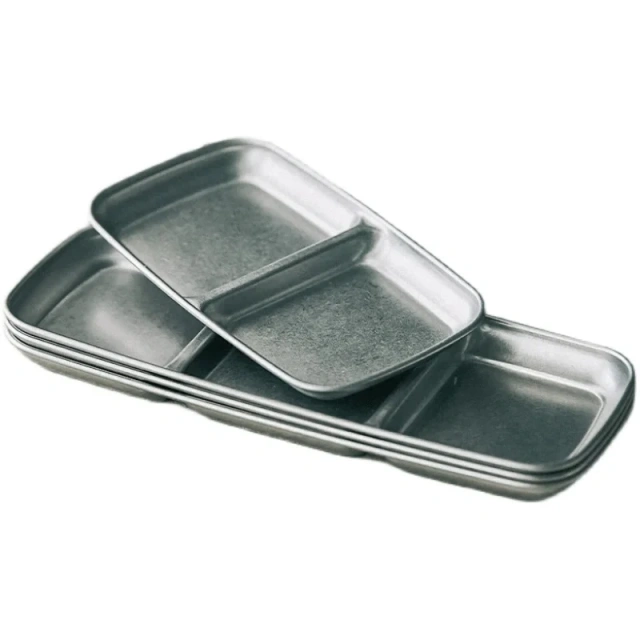 American Retro Frosted Hot Pot Dipping Seasoning Dish Small Dish Household Sauce Bowl 304 Stainless Steel Dividing Plate