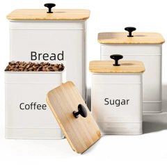 厨房台面用密封罐 4 件套 大铁质厨房密封罐 带密封盖 厨房容器套装