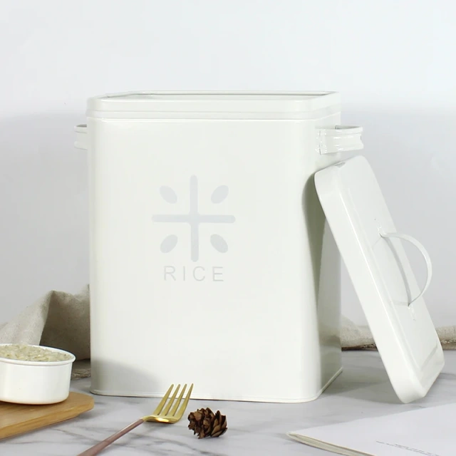 10L Metal Rice and Grain Storage Container With Metal Lid Handle and Spoon Rice Storage Box