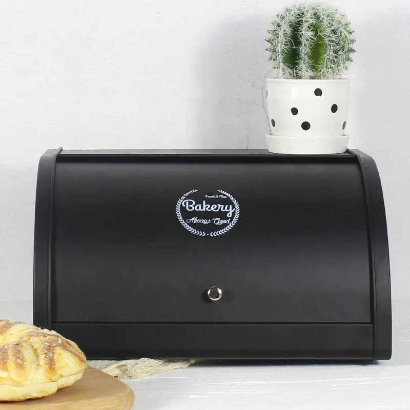 Countertop European Style Modern Metal Bread Container With Top Roll  Large  Customization Bread  Bin