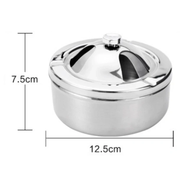 Customized Household Round Press Thickened Stainless Steel Desktop Ashtray