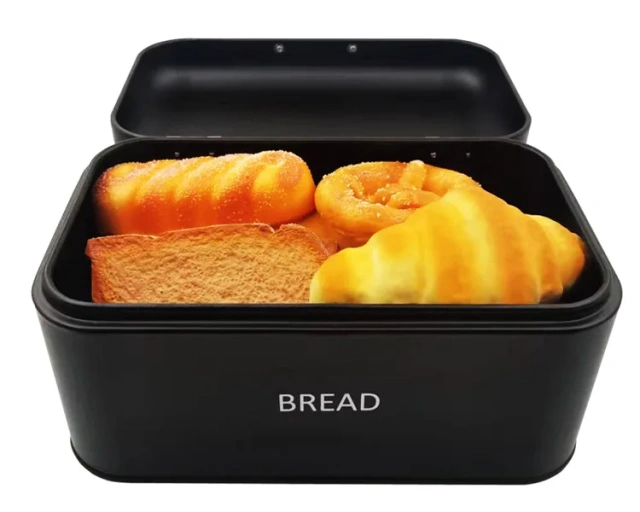 Galvanized Iron Bread Box Kitchen Countertops Metal Storage Bread Box Cabinet Vintage Black Bread Box