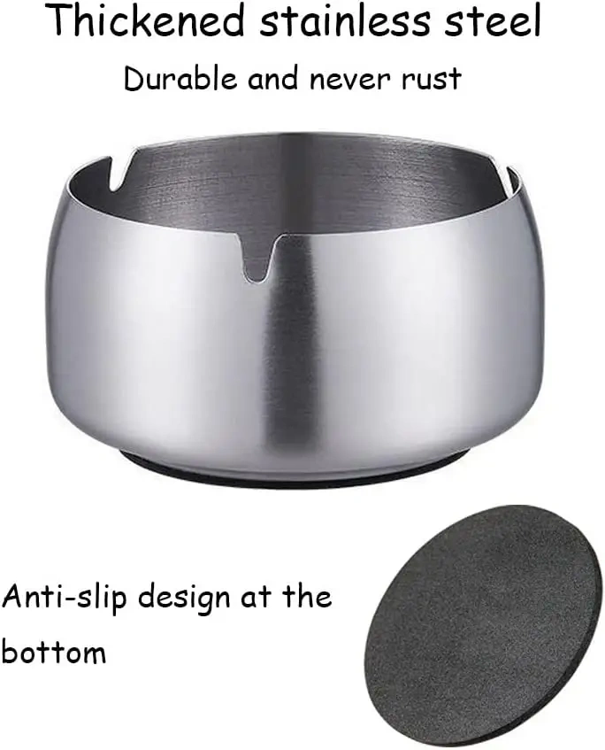 Polished Windproof and Drop-proof Luxury Stainless Steel Desktop Ashtray