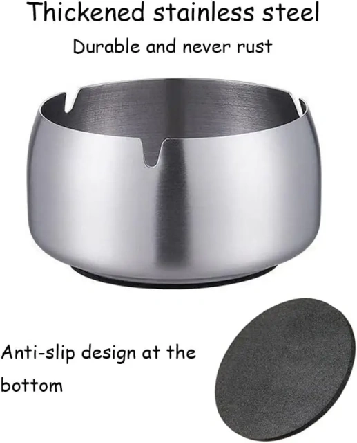 抛光防风防摔豪华不锈钢桌面烟灰缸