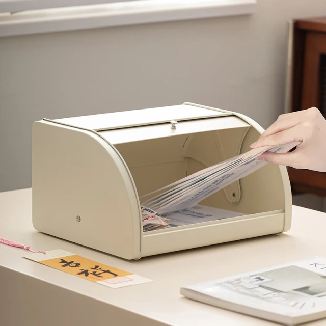 复古厨房金属面包储存罐白色农舍桌面密封储存面包盒