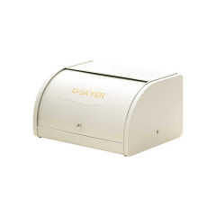 复古厨房金属面包储存罐白色农舍桌面密封储存面包盒