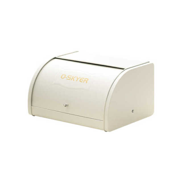 复古厨房金属面包储存罐白色农舍桌面密封储存面包盒