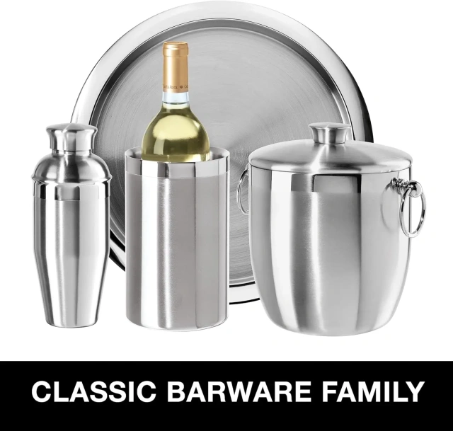 Double-Wall Stainless Steel Insulated Ice Bucket With Lid & Ice Tong