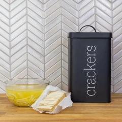 大容量密封复古黑色饼干方形容器饼干储存罐