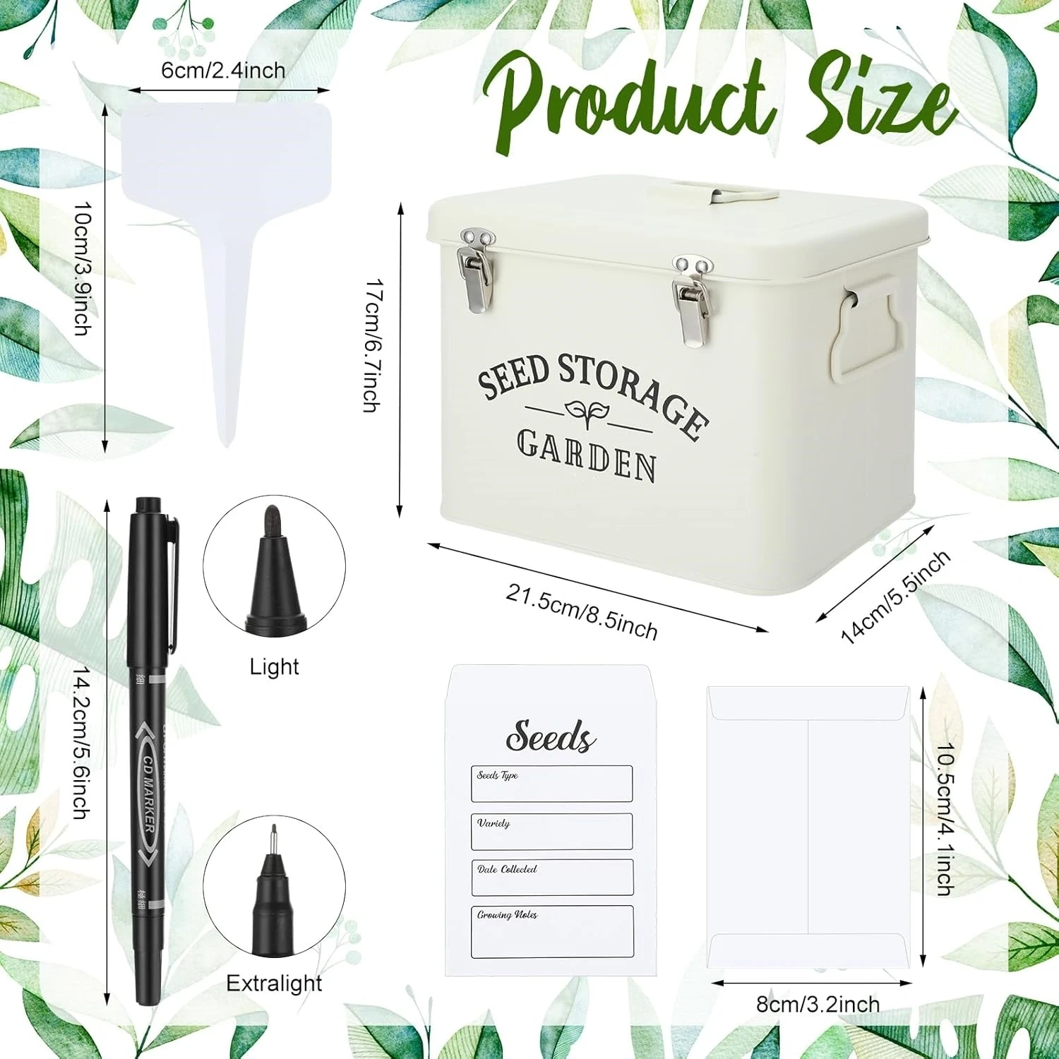 Seed Storage Container Box with Lid Garden Seed Packet Storage Organizer Decorative with Dividers