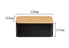 In Stock Vintage Large Metal Bread Box with Bamboo Lid Kitchen Countertops Metal Storage Bread Box Cabinet