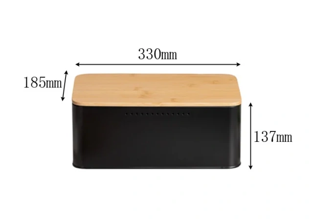In Stock Vintage Large Metal Bread Box with Bamboo Lid Kitchen Countertops Metal Storage Bread Box Cabinet