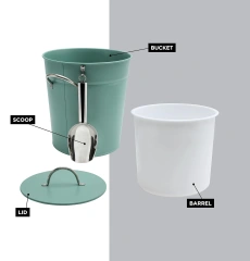 Galvanized Metal Bucket Cooler & Drink Tub Holds 1 Gallon Ice Bucket