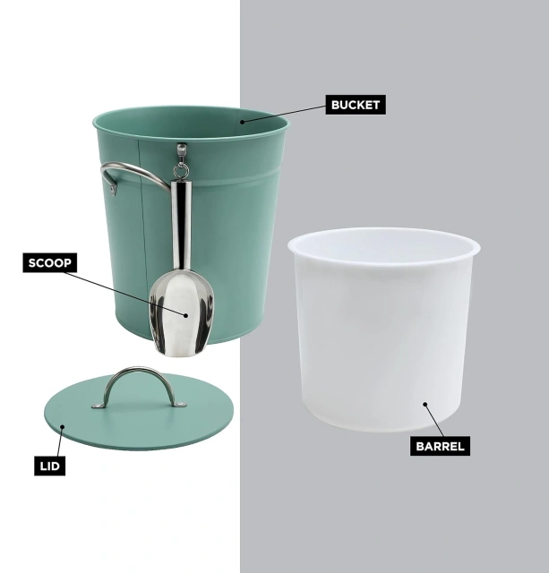 Galvanized Metal Bucket Cooler & Drink Tub Holds 1 Gallon Ice Bucket