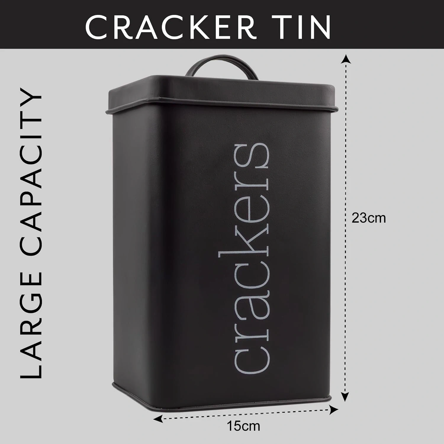 Large Capacity Airtight Retro Black Cracker Square Container Crackers Storage Canister