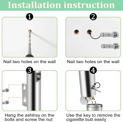 Wholesale Custom Logo Round Black Ashtray Bin for Smoking Cigarette Cigar Lockable Wall Mounted Ashtray