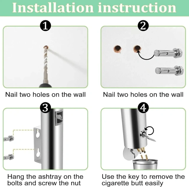 Wholesale Custom Logo Round Black Ashtray Bin for Smoking Cigarette Cigar Lockable Wall Mounted Ashtray