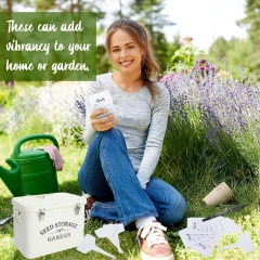 Seed Storage Container Box with Lid Garden Seed Packet Storage Organizer Decorative with Dividers