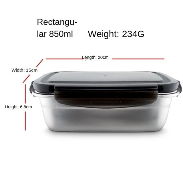 304 Stainless Steel Storage Box Food Fresh-Keeping Organizers Bins Fridge Containers Big Capacity Fruit Vegetable Kimchi Storage