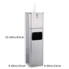 Custom Square Stainless Steel Standing Sanitizing Wipes Dispenser Station Wet Wipes Dispenser Stand for Gym