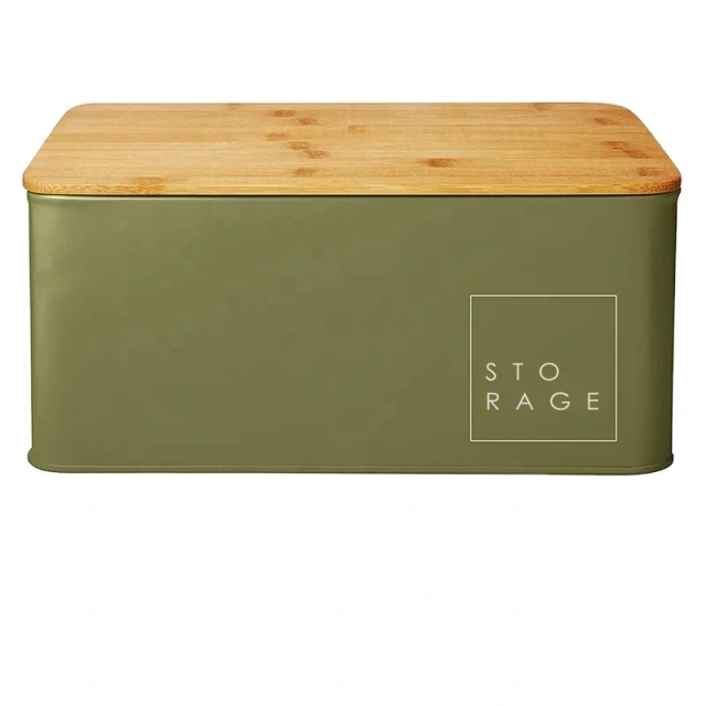 带竹盖的白色面包罐，适用于厨房复古设计蛋糕盒食品储存面包箱容器