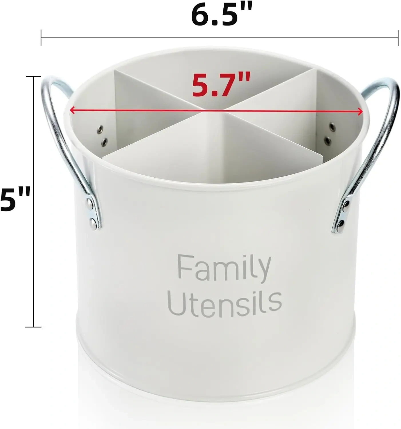 Vintage Utensil Holder 4 Compartment Metal Silverware Rotating Spatula Crock Cooking Utensil Organizer for Spoons Knives Forks
