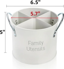 Vintage Utensil Holder 4 Compartment Metal Silverware Rotating Spatula Crock Cooking Utensil Organizer for Spoons Knives Forks