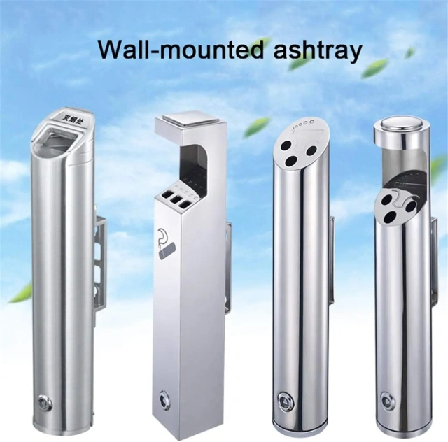 Wall-Mounted Cigarette Commercial Ashtray Wall Mounted Outdoor Cigarette Bin Lockable Wall Mounted Metal Ashtray