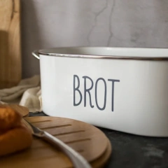 复古金属面包盒带竹盖白色密封厨房干粮储存面包箱镀锌铁面包盒