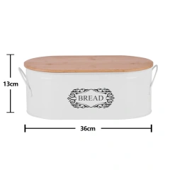 欧式厚木盖面包储物盒和金属焊接手柄，适用于厨房台面储物