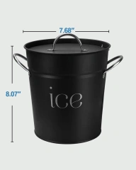 Factory Custom Ice Box Black Galvanized Ice Bucket with Lid and Scoop Double Layer Ice Bucket with Inner Bucket