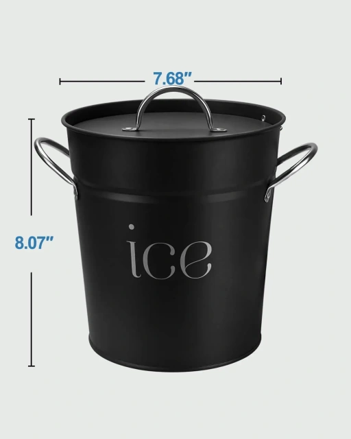 Factory Custom Ice Box Black Galvanized Ice Bucket with Lid and Scoop Double Layer Ice Bucket with Inner Bucket