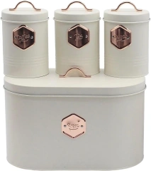 厨房台面面包盒，含 3 个咖啡、茶、糖罐套装，带 Cooper 标签