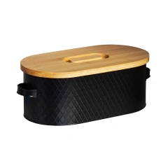 黑色面包盒农家面包盒带木盖垂直面包盒面包储物箱架适用于厨房台面