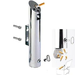 Wholesale Custom Logo Round Black Ashtray Bin for Smoking Cigarette Cigar Lockable Wall Mounted Ashtray