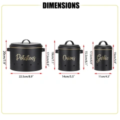 Set of 3 Potato Onion Garlic Storage Bins Vegetable Containers Food Containers for Kitchen Potato Onion Storage Containers