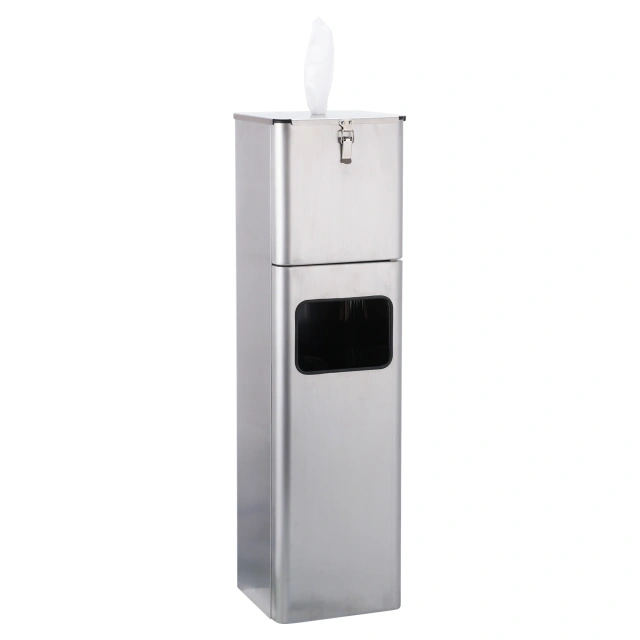 Custom Square Stainless Steel Standing Sanitizing Wipes Dispenser Station Wet Wipes Dispenser Stand for Gym
